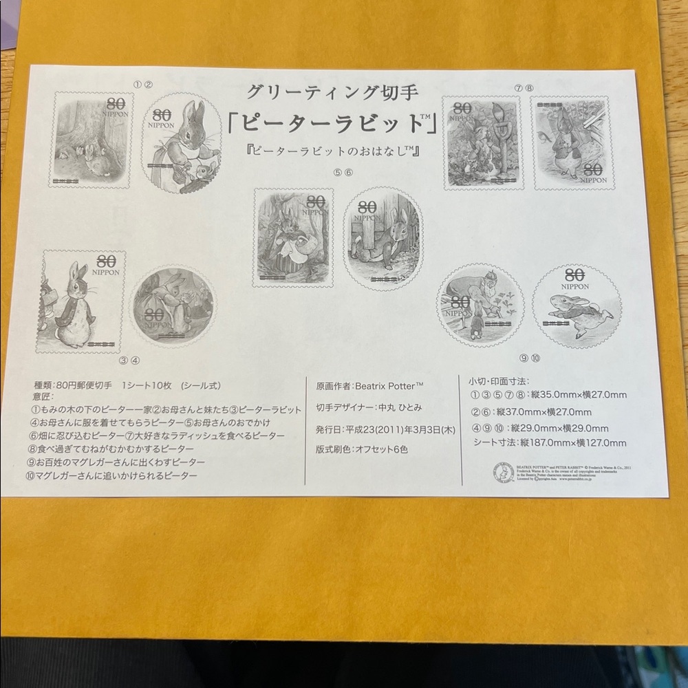 Peter Rabbit Stamp Sheet - Picture 2 of 3